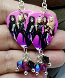 Steel Panther Group Picture Guitar Pick Earrings with Swarovski Crystal Dangles