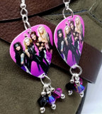 Steel Panther Group Picture Guitar Pick Earrings with Swarovski Crystal Dangles