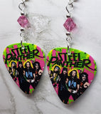 Steel Panther Group Picture Guitar Pick Earrings with Pink Swarovski Crystals