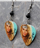 Lexxi Foxx of Steel Panther Guitar Pick Earrings with Black Swarovski Crystals