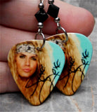 Lexxi Foxx of Steel Panther Guitar Pick Earrings with Black Swarovski Crystals