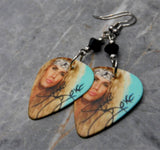 Lexxi Foxx of Steel Panther Guitar Pick Earrings with Black Swarovski Crystals