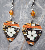 Steve Earle The Mountain Guitar Pick Earrings with Orange Swarovski Crystals