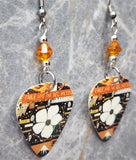 Steve Earle The Mountain Guitar Pick Earrings with Orange Swarovski Crystals