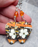 Steve Earle The Mountain Guitar Pick Earrings with Orange Swarovski Crystals