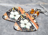 Steve Earle The Mountain Guitar Pick Earrings with Orange Swarovski Crystals