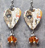Steve Earle Washington Square Serenade Guitar Pick Earrings with Orange Swarovski Crystals