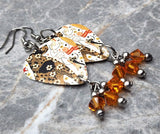 Steve Earle Washington Square Serenade Guitar Pick Earrings with Orange Swarovski Crystals