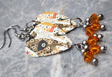 Steve Earle Washington Square Serenade Guitar Pick Earrings with Orange Swarovski Crystals