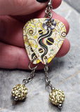 Steve Earle I Feel Alright Guitar Pick Earrings with Pale Yellow Pave Bead Dangles