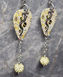 Steve Earle I Feel Alright Guitar Pick Earrings with Pale Yellow Pave Bead Dangles