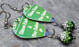 Steve Earle & The Dukes Guitar Pick Earrings with Green Ombre Pave Bead Dangles