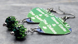 Steve Earle & The Dukes Guitar Pick Earrings with Green Ombre Pave Bead Dangles