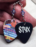 Styx Paradise Theater Guitar Pick Earrings with Blue Swarovski Crystals