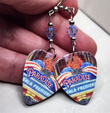 Styx Paradise Theater Guitar Pick Earrings with Blue Swarovski Crystals