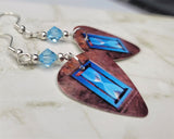 Styx Edge of the Century Guitar Pick Earrings with Aqua Blue Swarovski Crystals