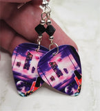 Styx Brave New World Guitar Pick Earrings with Black Swarovski Crystals