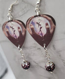 Styx Crystal Ball Guitar Pick Earrings with Purple to White Ombre Pave Bead Dangles