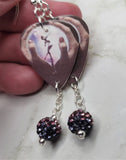 Styx Crystal Ball Guitar Pick Earrings with Purple to White Ombre Pave Bead Dangles