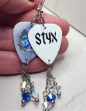 Styx Crash Of The Crown Guitar Pick Earrings with Swarovski Crystal Dangles