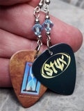 Styx Edge of the Century Guitar Pick Earrings with Aqua Blue Swarovski Crystals