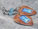 Styx Edge of the Century Guitar Pick Earrings with Aqua Blue Swarovski Crystals