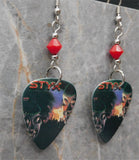 Styx Kilroy Was Here Guitar Pick Earrings with Red Swarovski Crystals