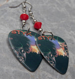 Styx Kilroy Was Here Guitar Pick Earrings with Red Swarovski Crystals