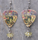 Styx The Serpent Is Rising Guitar Pick Earrings with Pale Yellow Swarovski Crystal Dangles