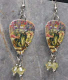 Styx The Serpent Is Rising Guitar Pick Earrings with Pale Yellow Swarovski Crystal Dangles