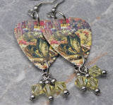 Styx The Serpent Is Rising Guitar Pick Earrings with Pale Yellow Swarovski Crystal Dangles