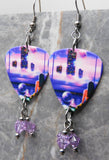 Styx Brave New World Guitar Pick Earrings with Purple Swarovski Crystal Dangles