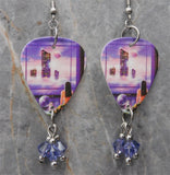 Styx Brave New World Guitar Pick Earrings with Purple Swarovski Crystal Dangles