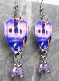 Styx Brave New World Guitar Pick Earrings with Purple Swarovski Crystal Dangles