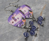 Styx Brave New World Guitar Pick Earrings with Purple Swarovski Crystal Dangles