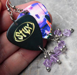 Styx Brave New World Guitar Pick Earrings with Purple Swarovski Crystal Dangles