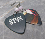 Styx Cornerstone Guitar Pick Earrings with Rose Alabaster Swarovski Crystals