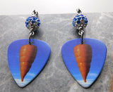 Styx Cyclorama Guitar Pick Earrings with Blue to White Ombre Pave Beads