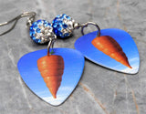Styx Cyclorama Guitar Pick Earrings with Blue to White Ombre Pave Beads