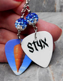 Styx Cyclorama Guitar Pick Earrings with Blue to White Ombre Pave Beads