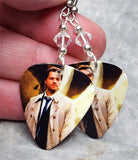 Supernatural Castiel Guitar Pick Earrings with Clear Swarovski Crystals