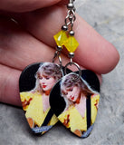Taylor Swift Guitar Pick Earrings with Yellow Opal Swarovski Crystals