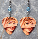 Taylor Swift Heart Hands Guitar Pick Earrings with Aquamarine Swarovski Crystals