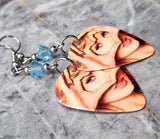 Taylor Swift Heart Hands Guitar Pick Earrings with Aquamarine Swarovski Crystals