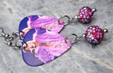 Taylor Swift Guitar Pick Earrings with Fuchsia ABx2 Pave Bead Dangles