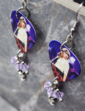 Taylor Swift Guitar Pick Earrings with Love and Violet Swarovski Crystal Dangles