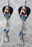 Taylor Swift Guitar Pick Earrings with Guitar Charm and Swarovski Crystal Dangles