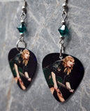 Taylor Swift Guitar Pick Earrings with Emerald Green Swarovski Crystals