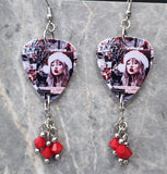 Taylor Swift Santa Claus Guitar Pick Earrings with Red Swarovski Crystal Dangles