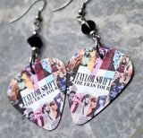 Taylor Swift The Eras Tour Guitar Pick Earrings with Black Swarovski Crystals